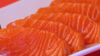 Salmon sashimi on a tray