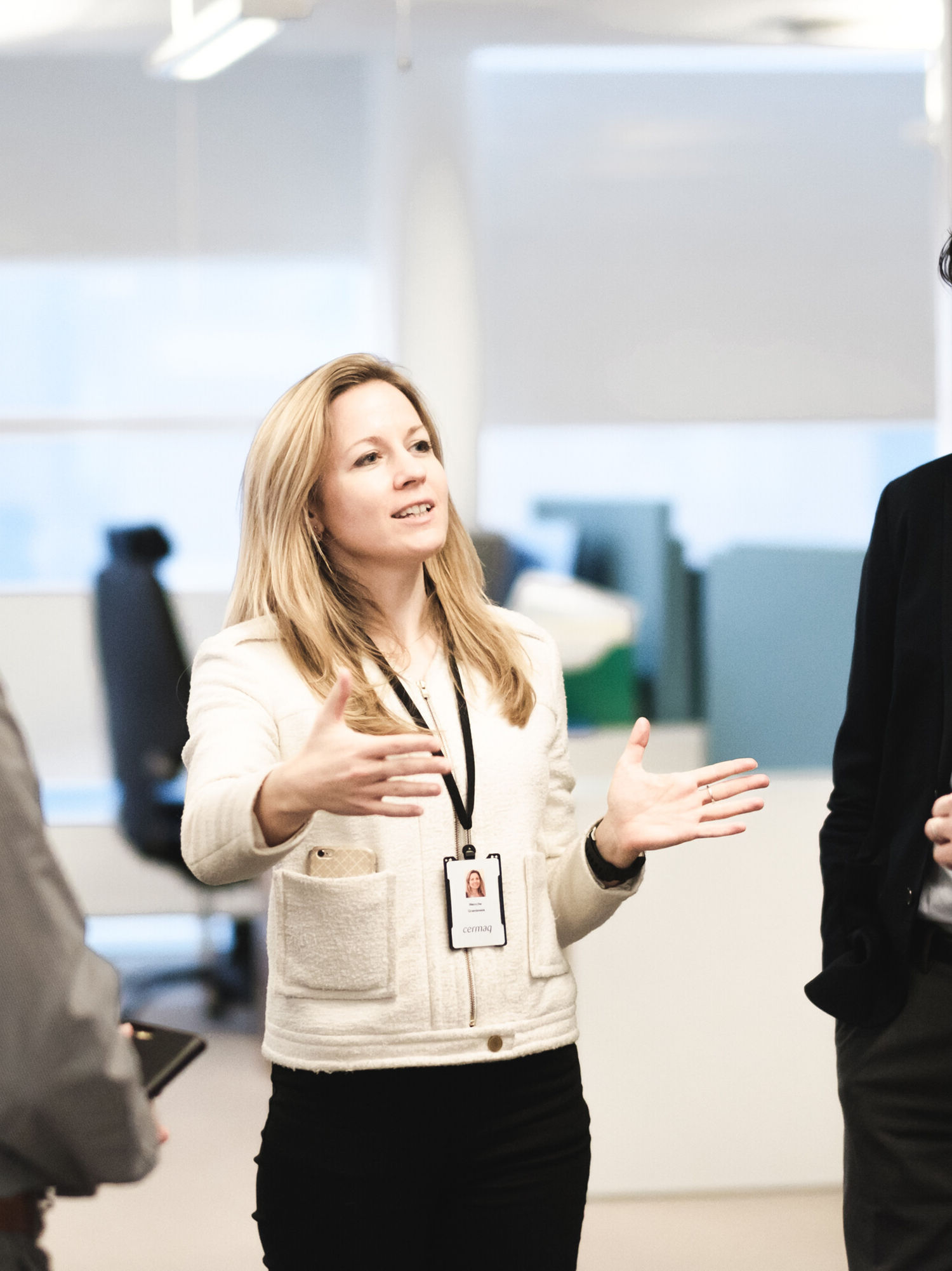 A group of employees in Cermaq Group talking to each other