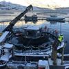 The  iFarm camera sensor being installed at the sea site Martnesvika in Nordland, Norway